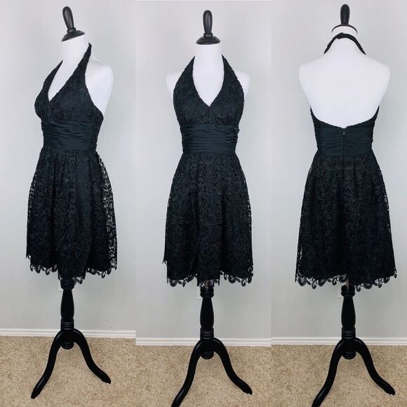 Aidan Mattox Dresses & Skirts - Aidan Mattox Lace Formal Dress Halter Black Size 2